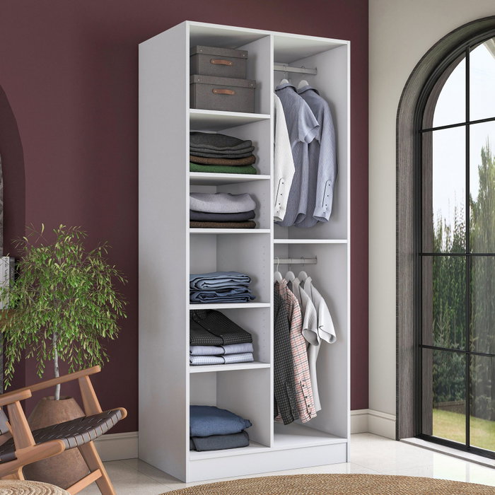 Hanah Home Armario Blanco con Estanterías Hanah Home Armario Blanco con Estanterías